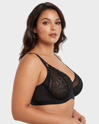 Soutien-gorge à armatures grande taille en dentelle et résille, couverture intégrale
