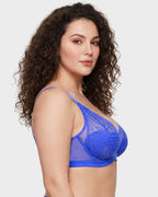 Soutien-gorge à armatures grande taille en dentelle et résille, couverture intégrale