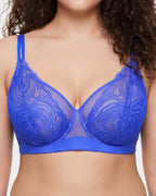 Soutien-gorge à armatures grande taille en dentelle et résille, couverture intégrale