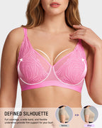 Soutien-gorge à armatures grande taille en dentelle et résille, couverture intégrale