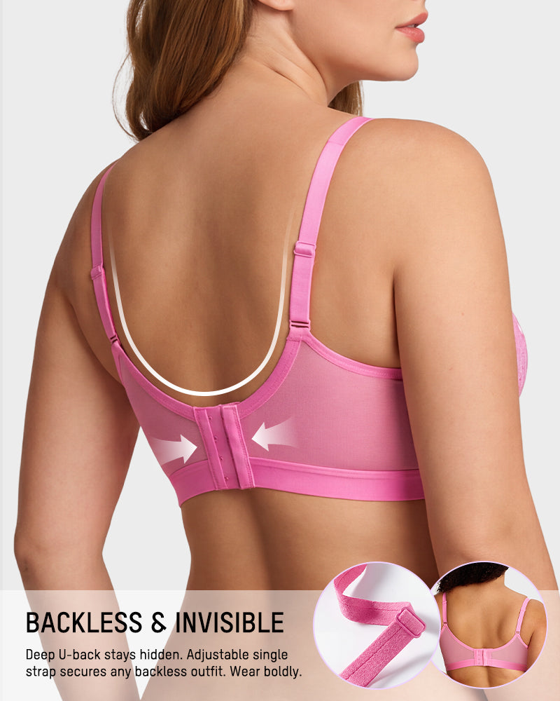 Soutien-gorge à armatures grande taille en dentelle et résille, couverture intégrale