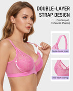 Soutien-gorge à armatures grande taille en dentelle et résille, couverture intégrale