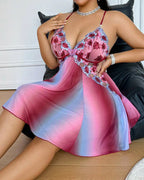 Plus Size Rainbow Ombre Sheer Babydoll Nightgown
