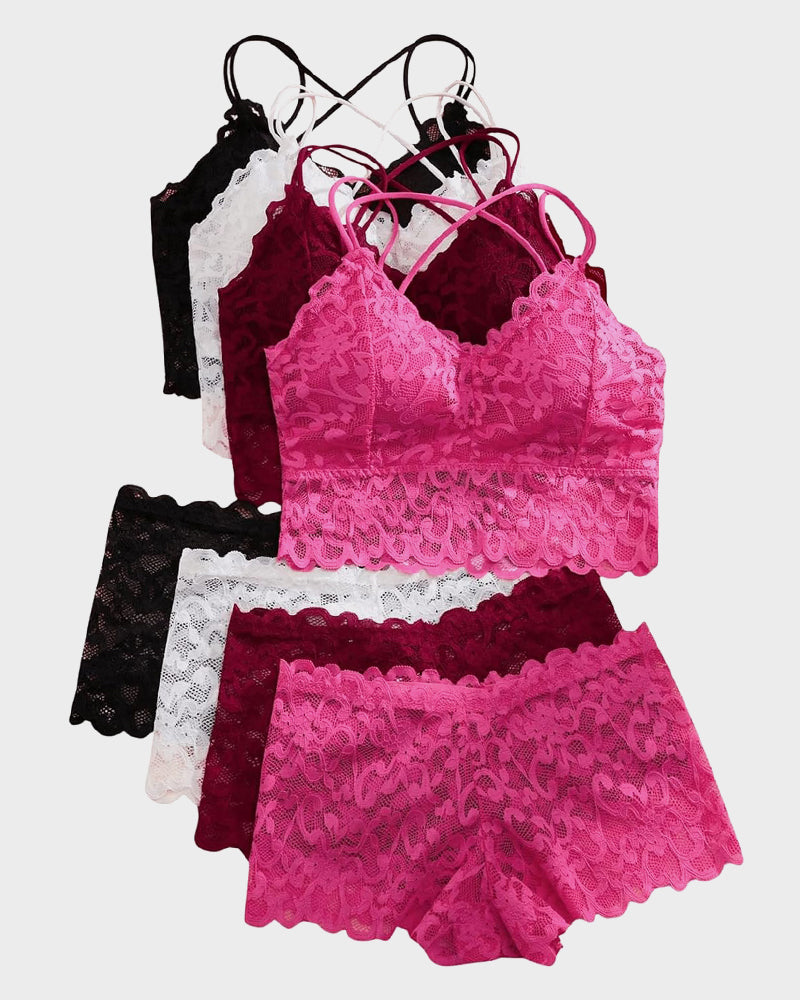 Ensemble romantique de bralette et culotte en dentelle