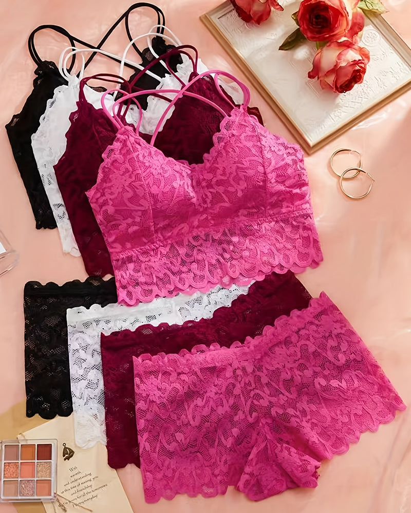 Ensemble romantique de bralette et culotte en dentelle