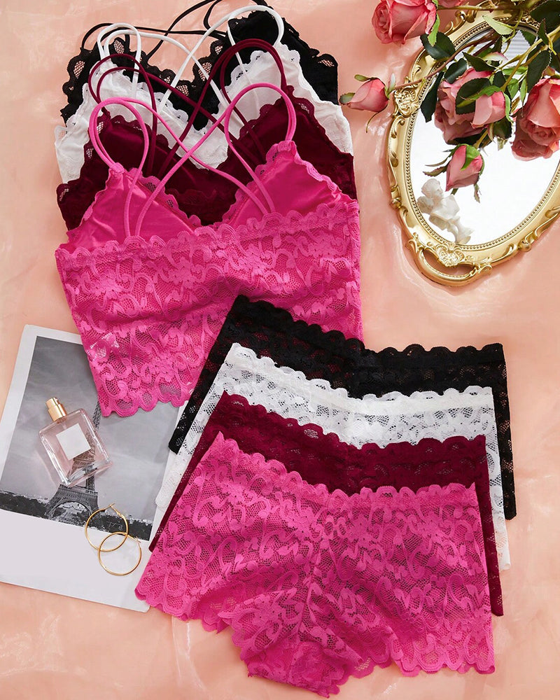 Ensemble romantique de bralette et culotte en dentelle