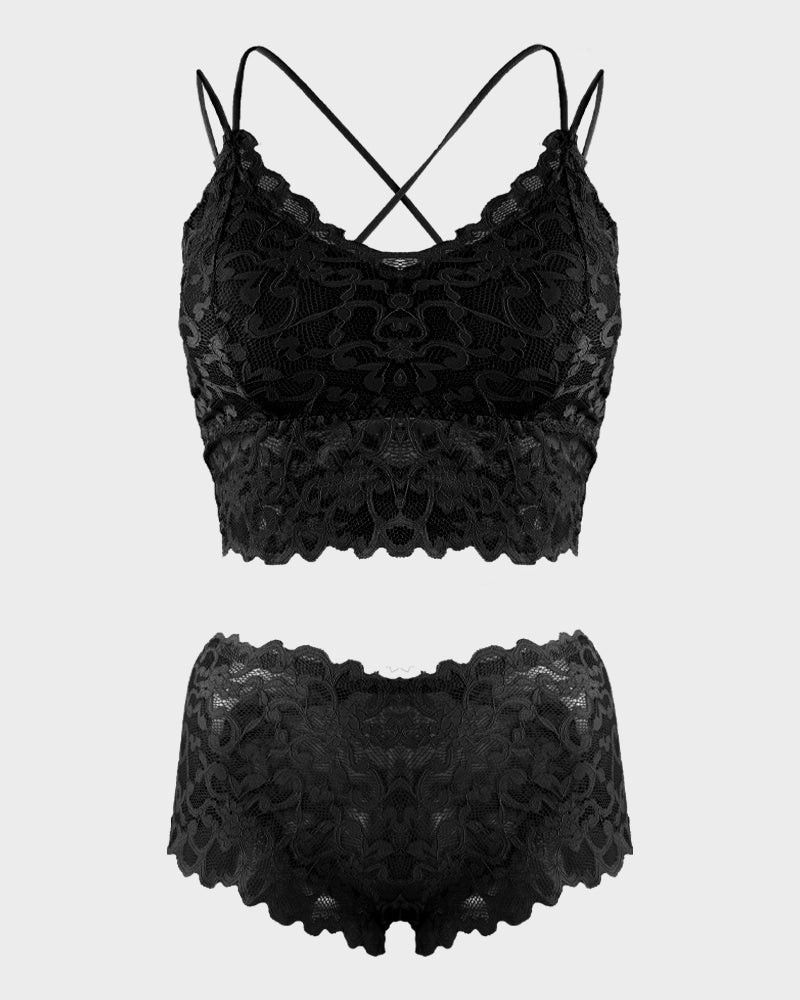 Ensemble romantique de bralette et culotte en dentelle