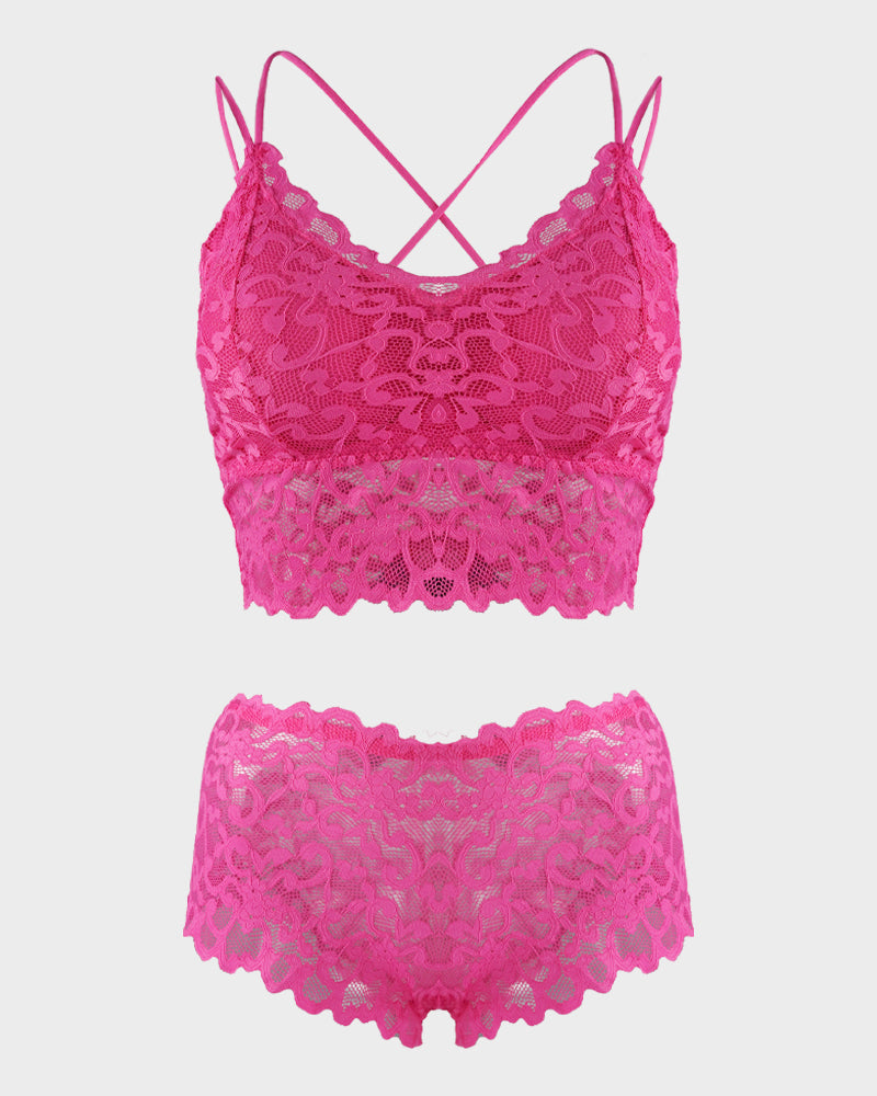 Ensemble romantique de bralette et culotte en dentelle