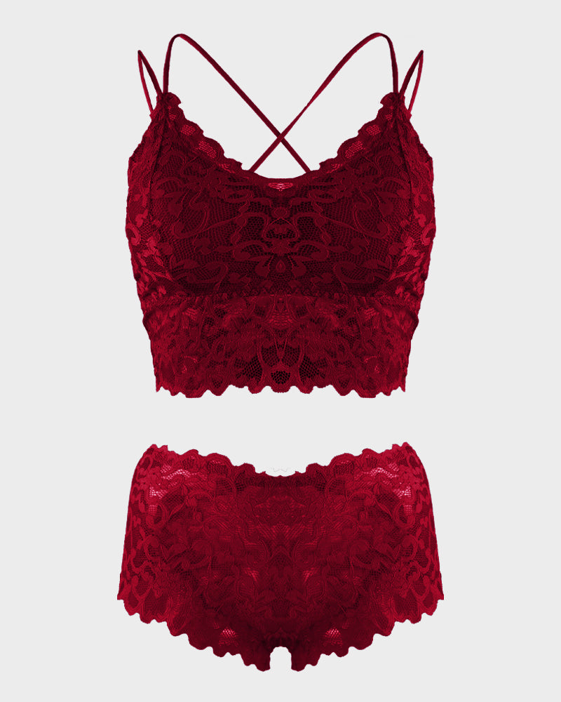 Ensemble romantique de bralette et culotte en dentelle