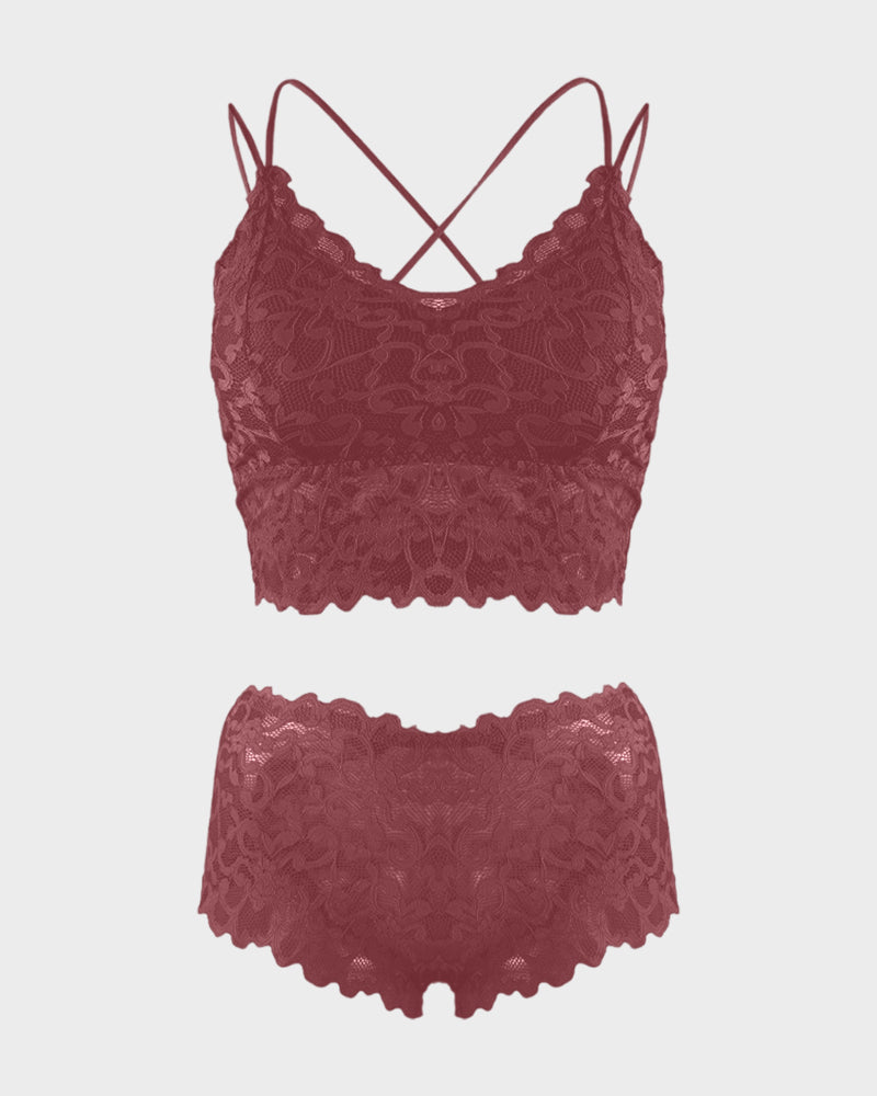 Ensemble romantique de bralette et culotte en dentelle