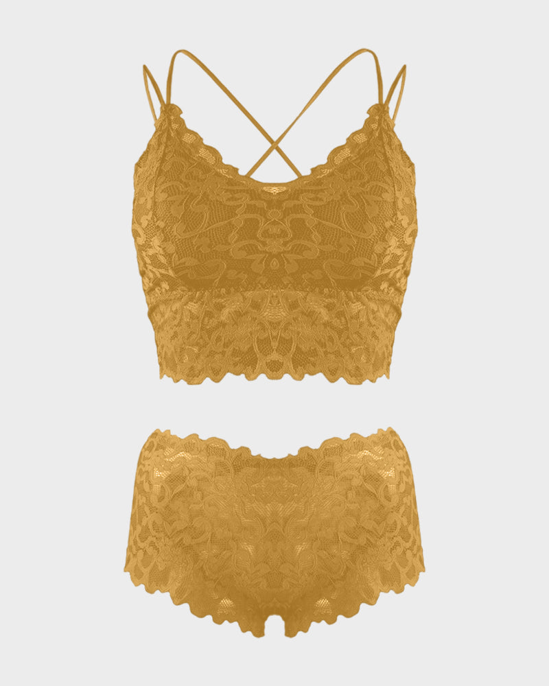 Ensemble romantique de bralette et culotte en dentelle