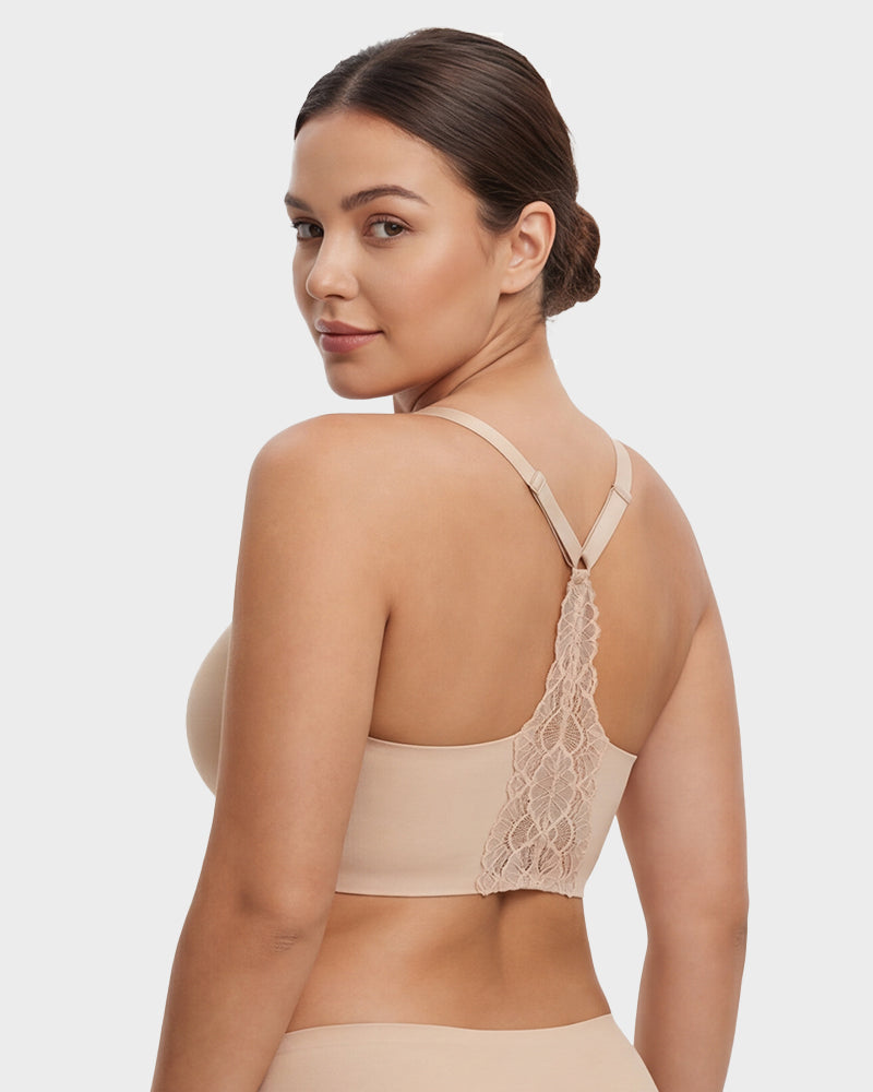 Nahtloser rückenfreier Spitzen-Bralette