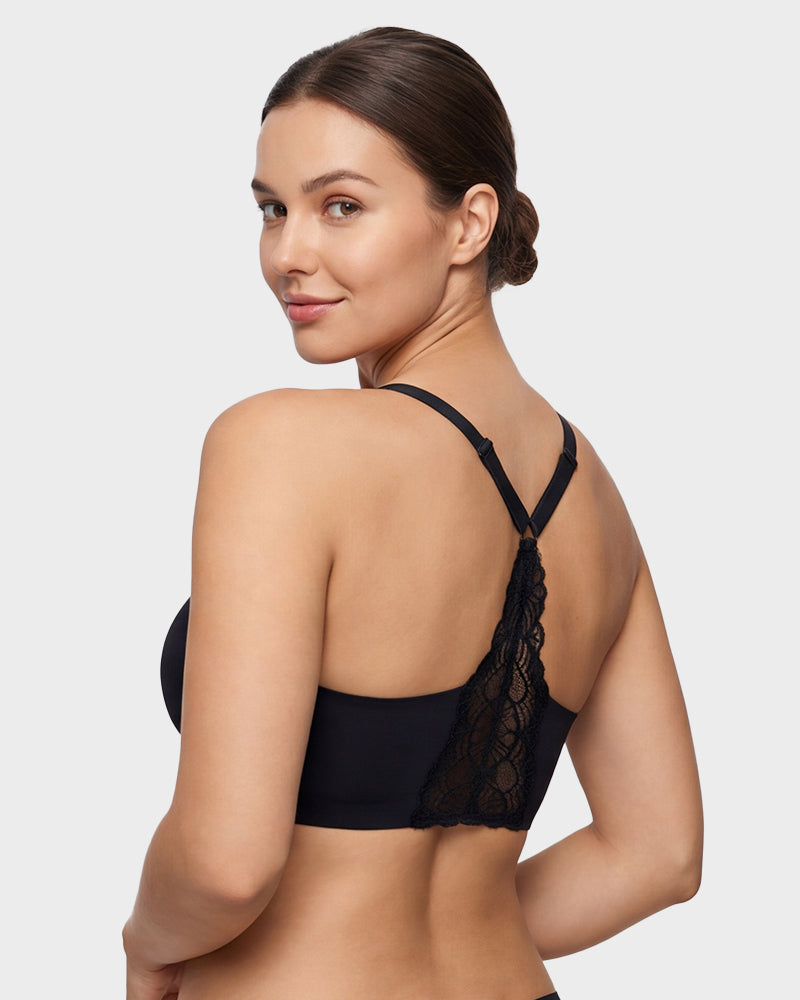 Nahtloser rückenfreier Spitzen-Bralette