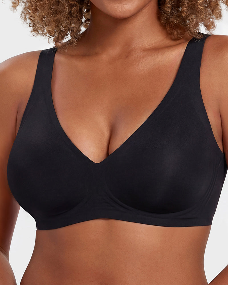 Nahtloser tiefer V-Push-up-Bügel-BH