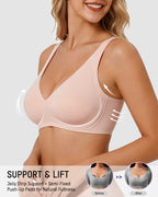 Nahtloser tiefer V-Push-up-Bügel-BH