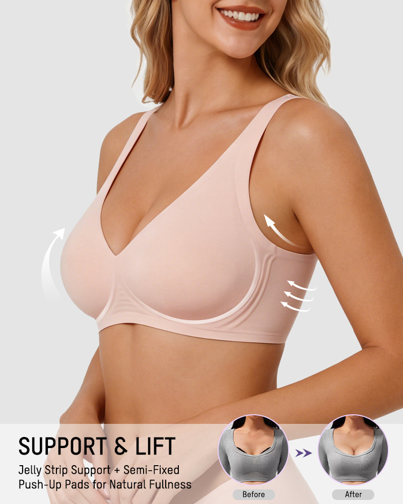 Nahtloser tiefer V-Push-up-Bügel-BH