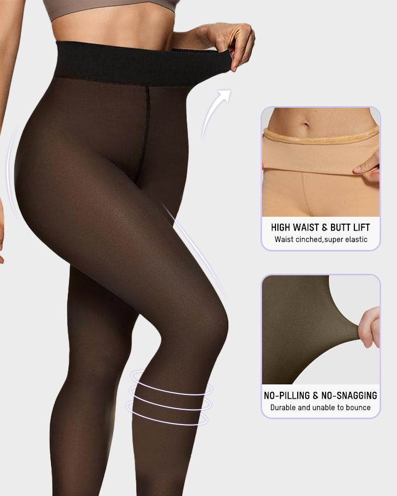 One-Seam & 4 Shades Fleece Lined Tights