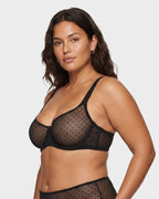 Soutien-gorge balconnet en maille plumetis transparente sans doublure