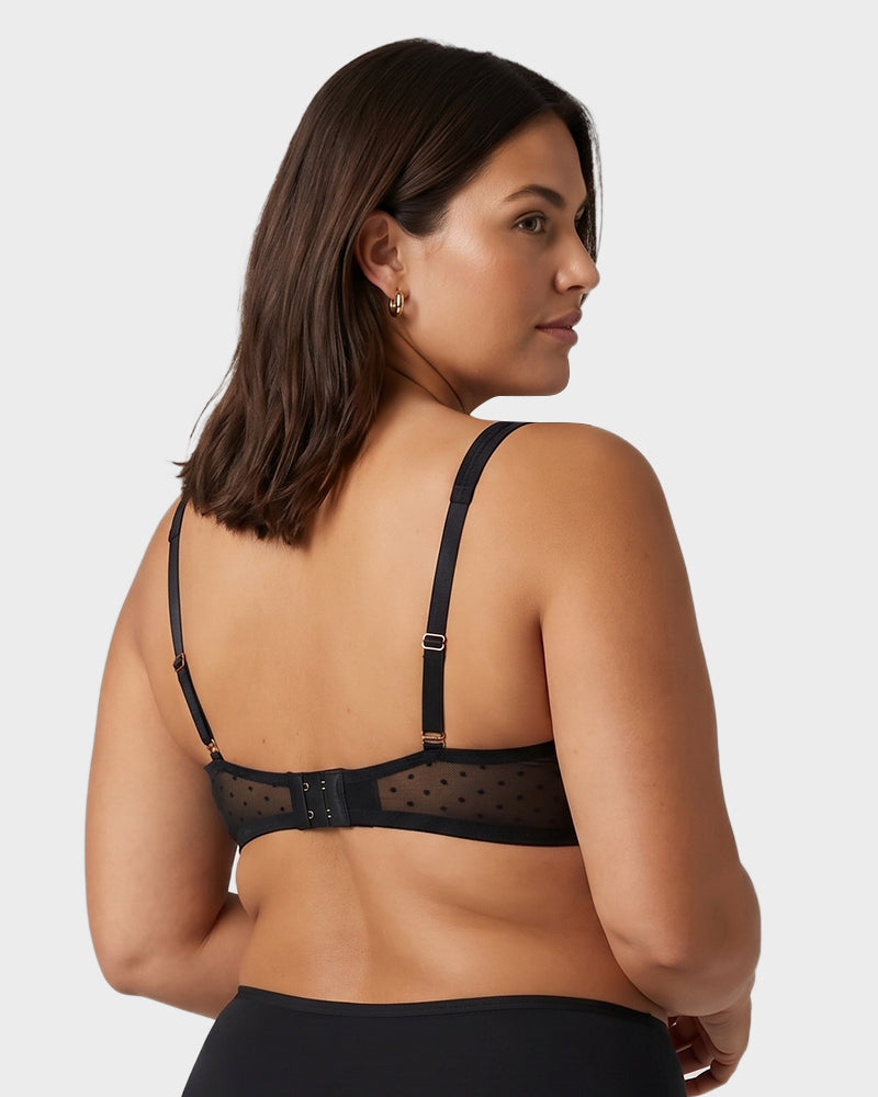 Soutien-gorge balconnet en maille plumetis transparente sans doublure
