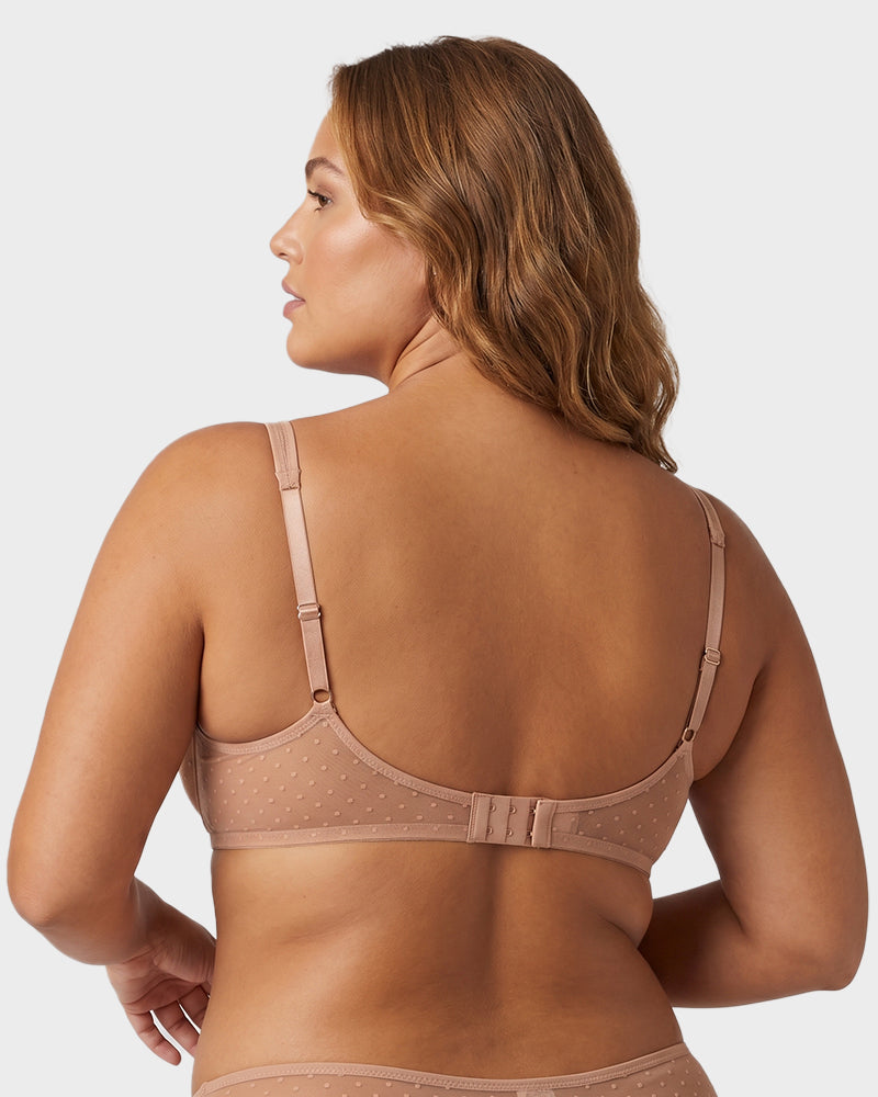 Soutien-gorge balconnet en maille plumetis transparente sans doublure