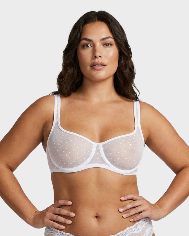 Soutien-gorge balconnet en maille plumetis transparente sans doublure