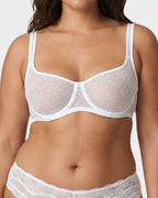 Soutien-gorge balconnet en maille plumetis transparente sans doublure