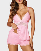 Silky Lace Flowy Cami & Shorts Set