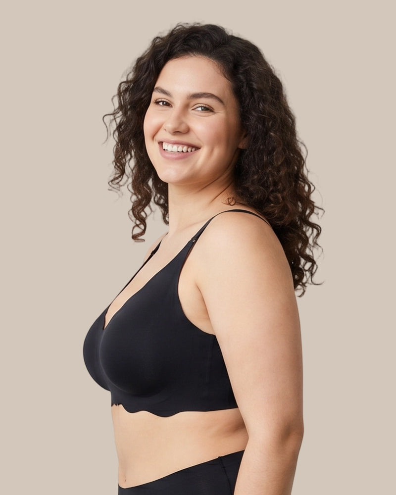 Soutien-gorge souple sans armatures à couverture complète et bord festonné