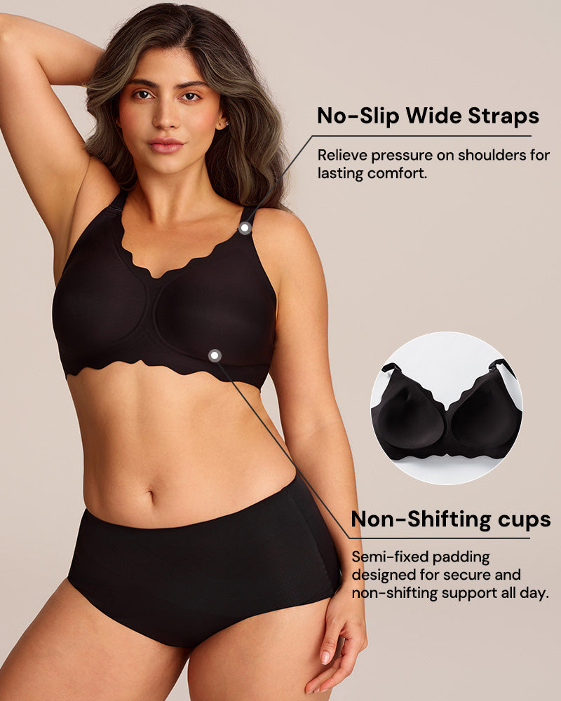Soutien-gorge souple sans armatures à couverture complète et bord festonné