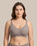 Soutien-gorge souple sans armatures à couverture complète et bord festonné