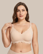 Soutien-gorge souple sans armatures à couverture complète et bord festonné