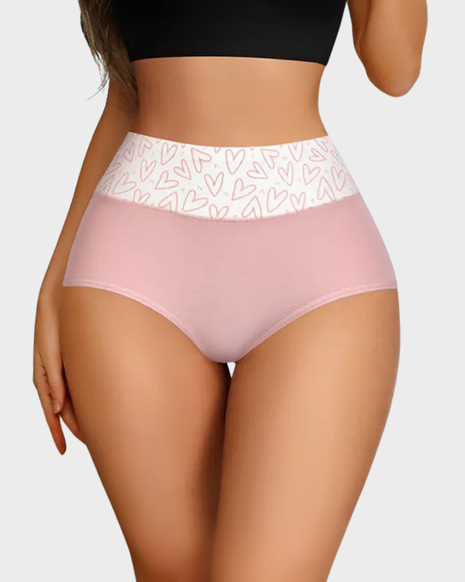 Lot de 6 culottes taille haute en coton doux imprimé cœurs