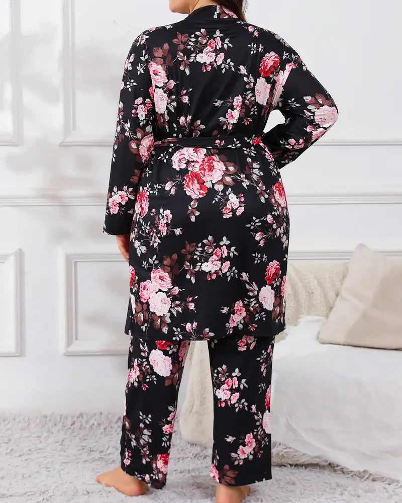 Ensemble de Pyjama Floral 3 Pièces Doux et Soyeux