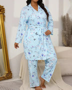 Ensemble de Pyjama Floral 3 Pièces Doux et Soyeux