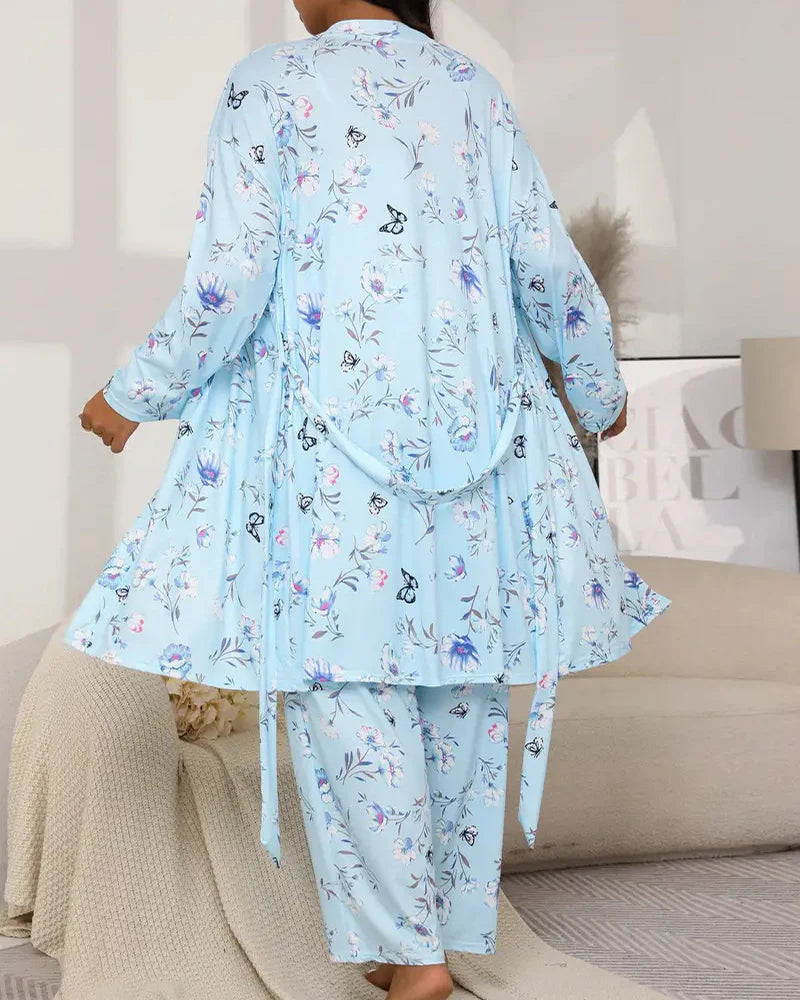 Ensemble de Pyjama Floral 3 Pièces Doux et Soyeux