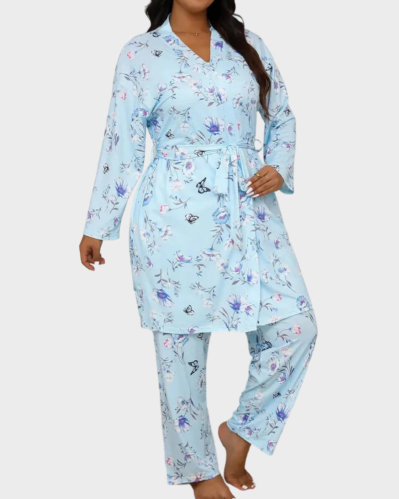 Ensemble de Pyjama Floral 3 Pièces Doux et Soyeux