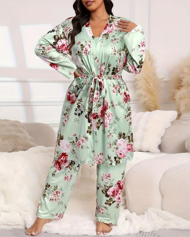 Ensemble de Pyjama Floral 3 Pièces Doux et Soyeux