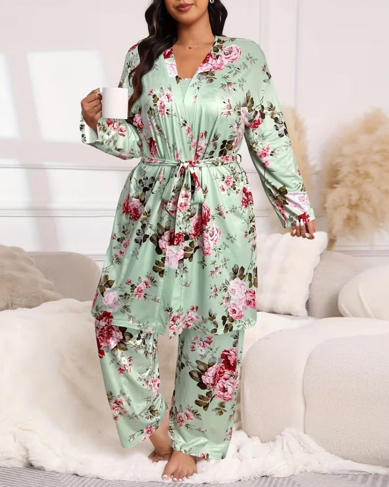 Ensemble de Pyjama Floral 3 Pièces Doux et Soyeux