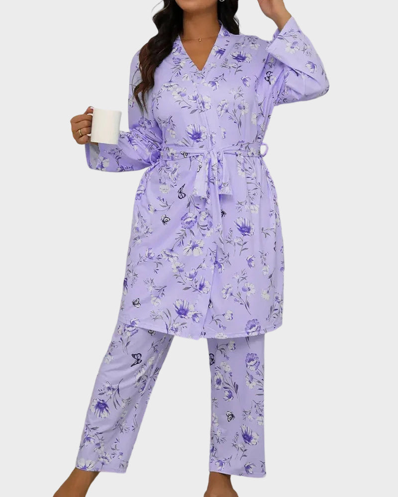 Ensemble de Pyjama Floral 3 Pièces Doux et Soyeux