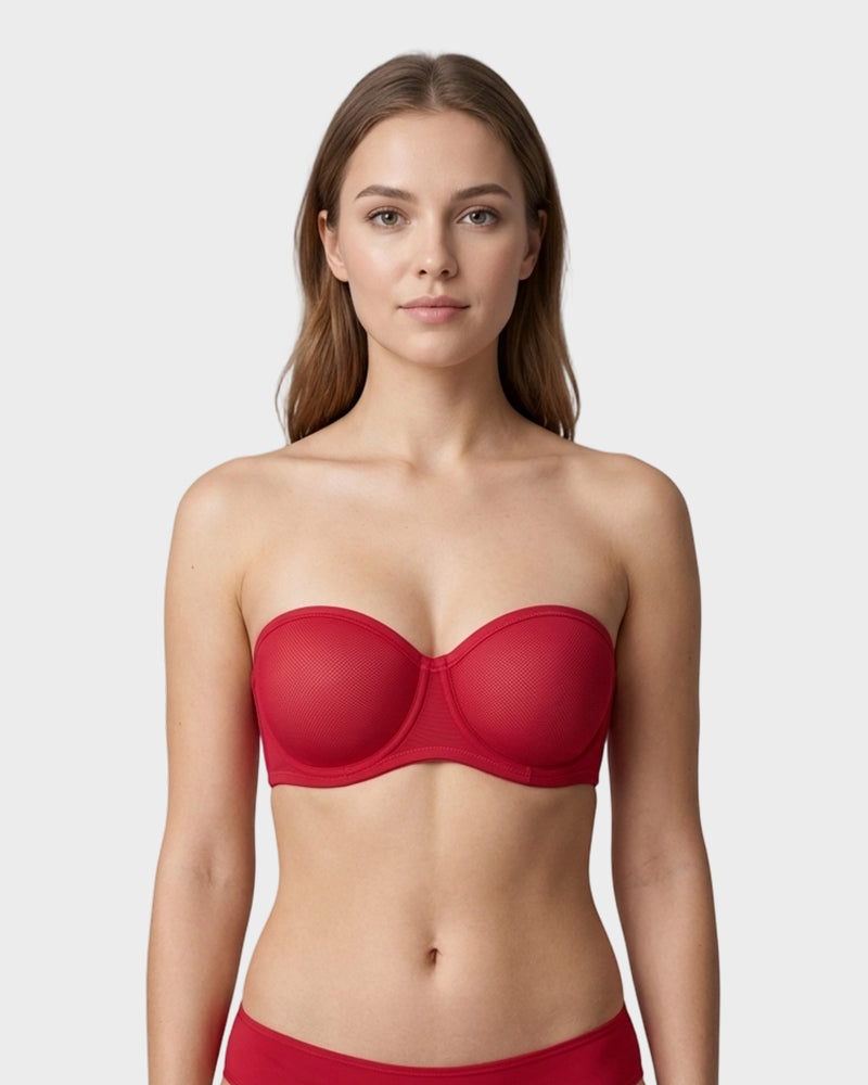 Soutien-gorge balconnet armaturé en tulle sans bretelles