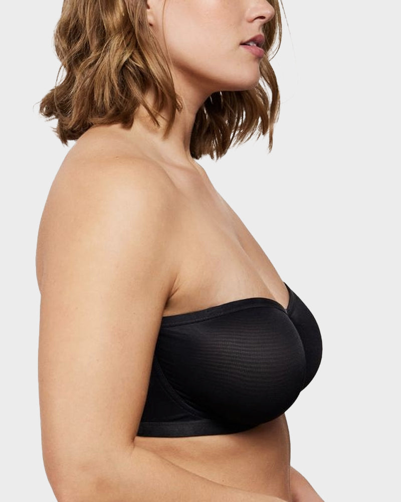 Soutien-gorge balconnet armaturé en tulle sans bretelles