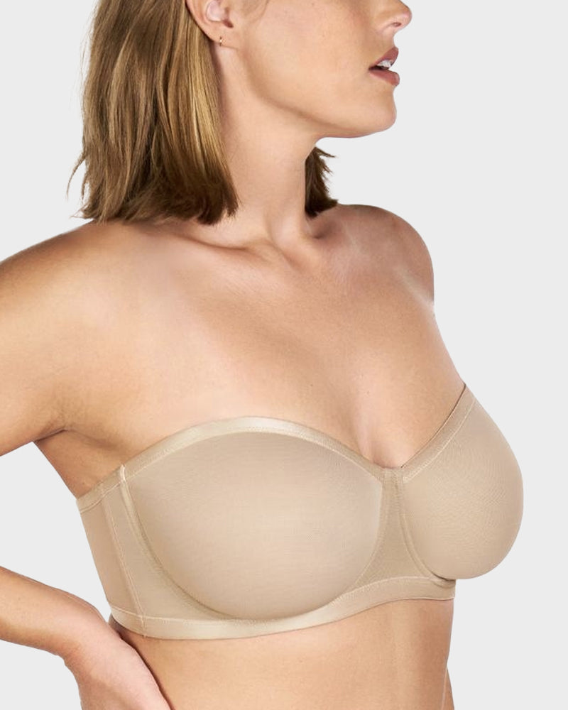 Soutien-gorge balconnet armaturé en tulle sans bretelles