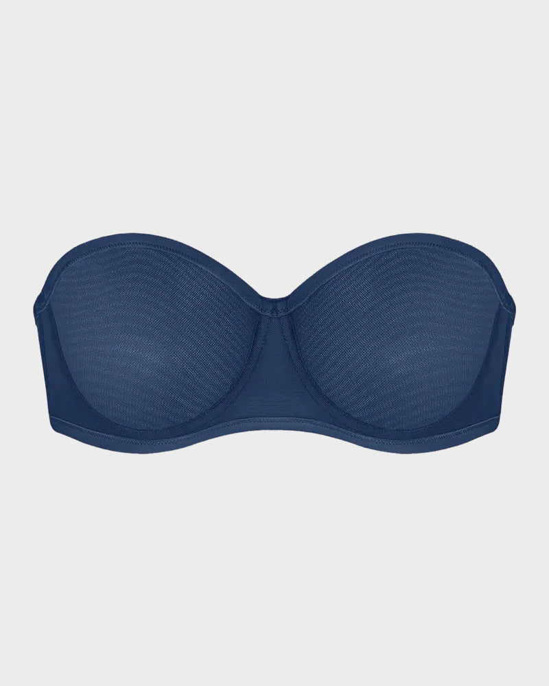 Soutien-gorge balconnet armaturé en tulle sans bretelles
