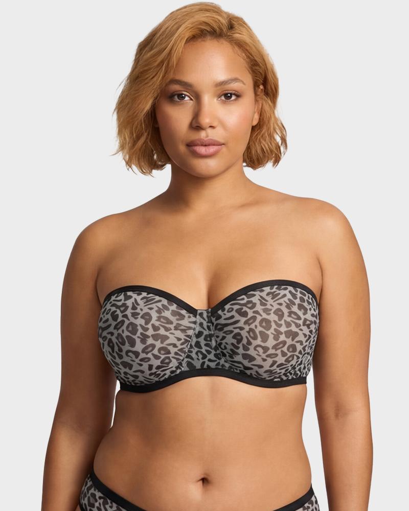 Soutien-gorge balconnet armaturé en tulle sans bretelles