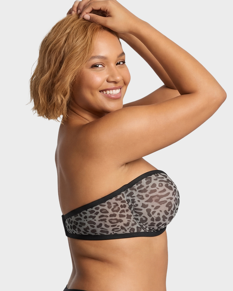 Soutien-gorge balconnet armaturé en tulle sans bretelles
