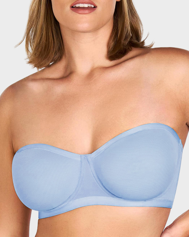 Soutien-gorge balconnet armaturé en tulle sans bretelles