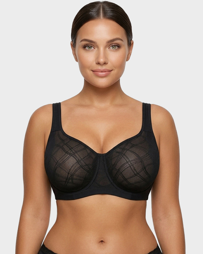 Soutien-gorge confort jacquard maille ultra léger couvrant intégralement la poitrine