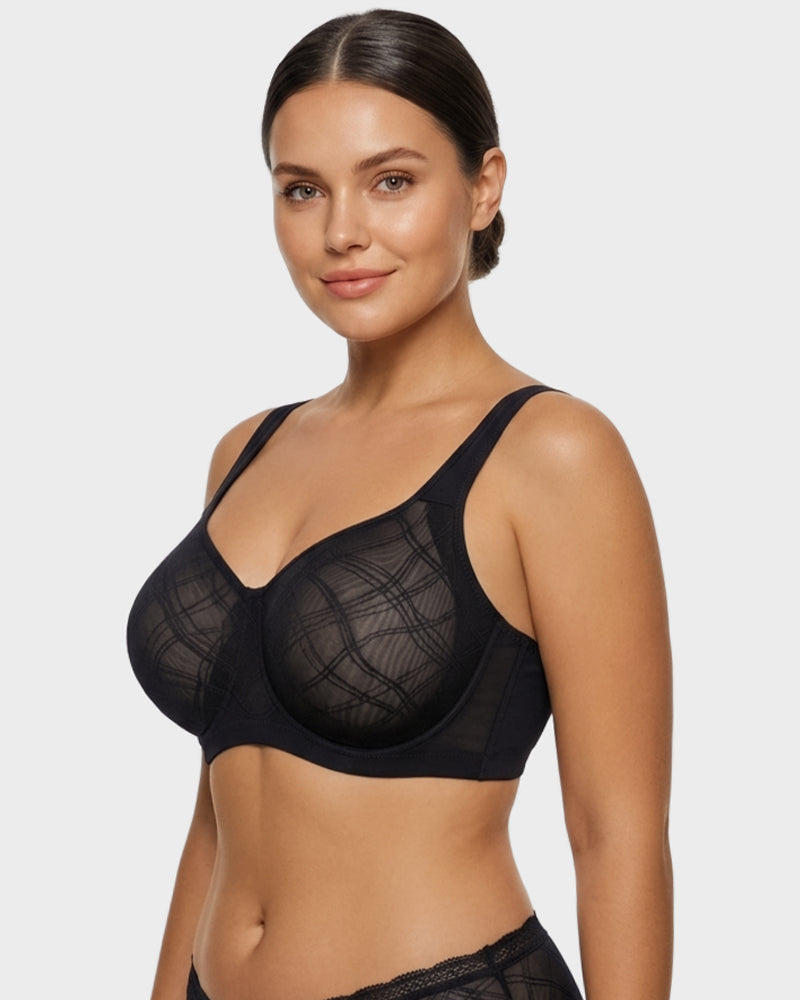 Soutien-gorge confort jacquard maille ultra léger couvrant intégralement la poitrine
