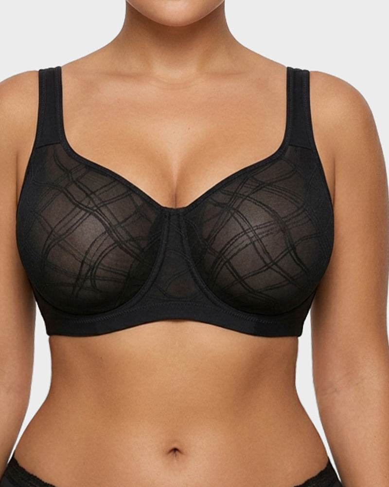 Soutien-gorge confort jacquard maille ultra léger couvrant intégralement la poitrine