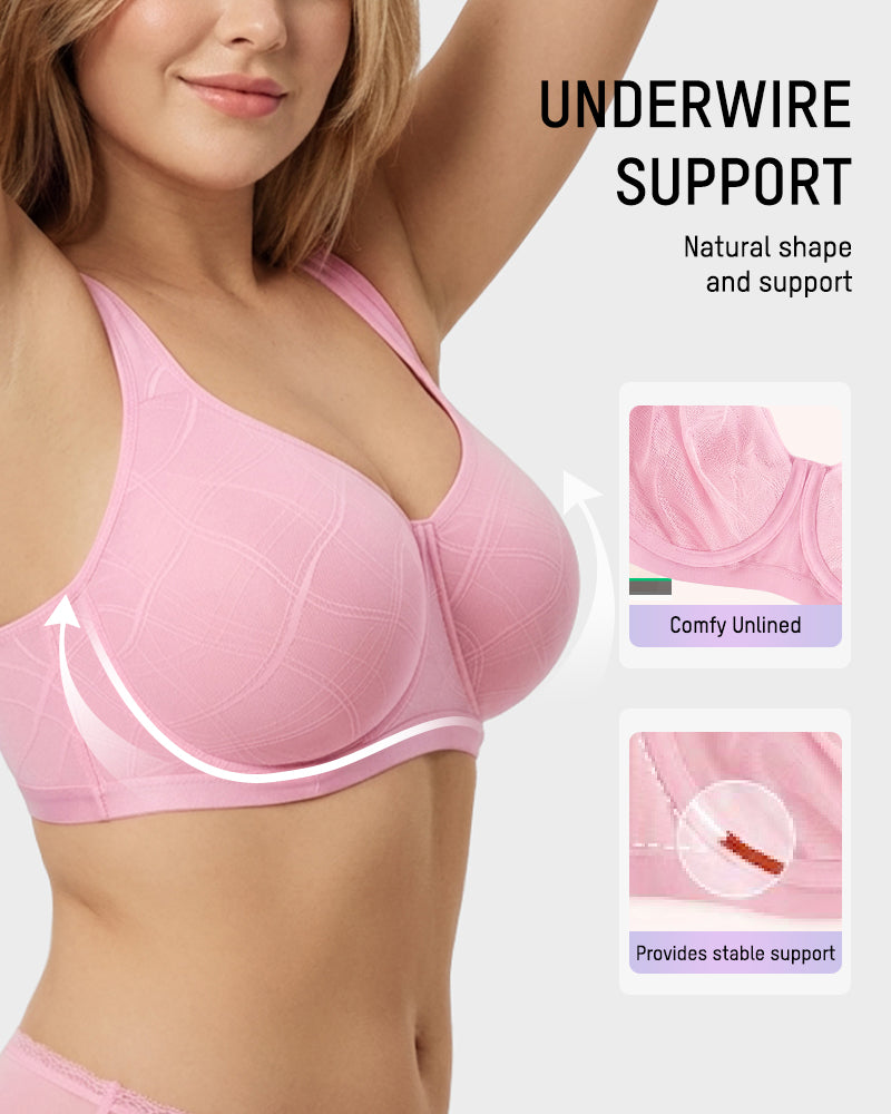 Soutien-gorge confort jacquard maille ultra léger couvrant intégralement la poitrine